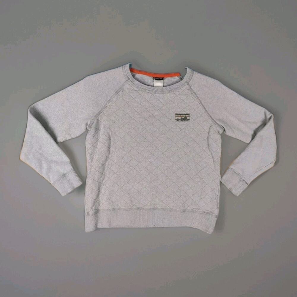 Patagonia Pullover Women's Size Small Long Sleeve Sweatshirt Orange Stitch Gray